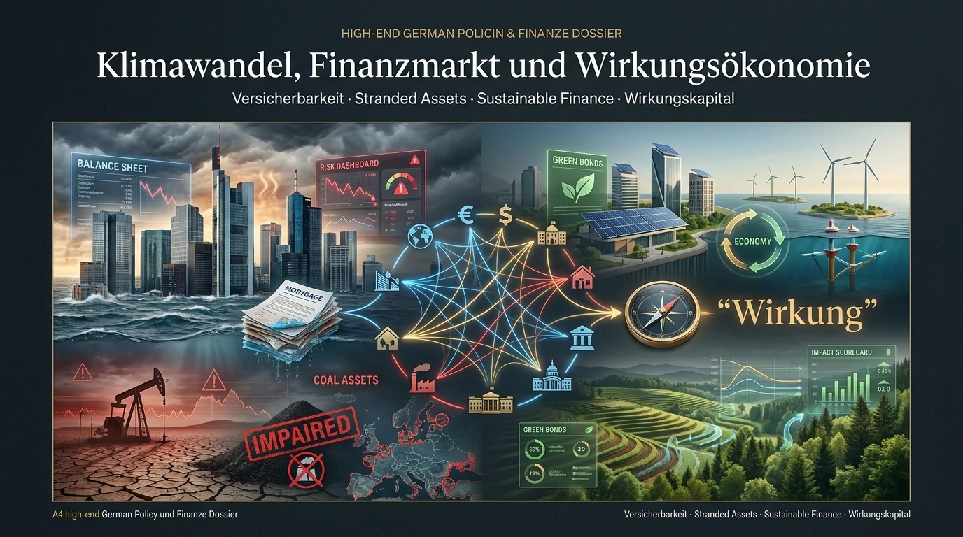 Klimawandel, Finanzmarkt und Wirkungsökonomie: Versicherungsrisiken, Stranded Assets, Sustainable Finance, Wirkungskapital und eine vernetzte Neubewertung von Vermögen.
