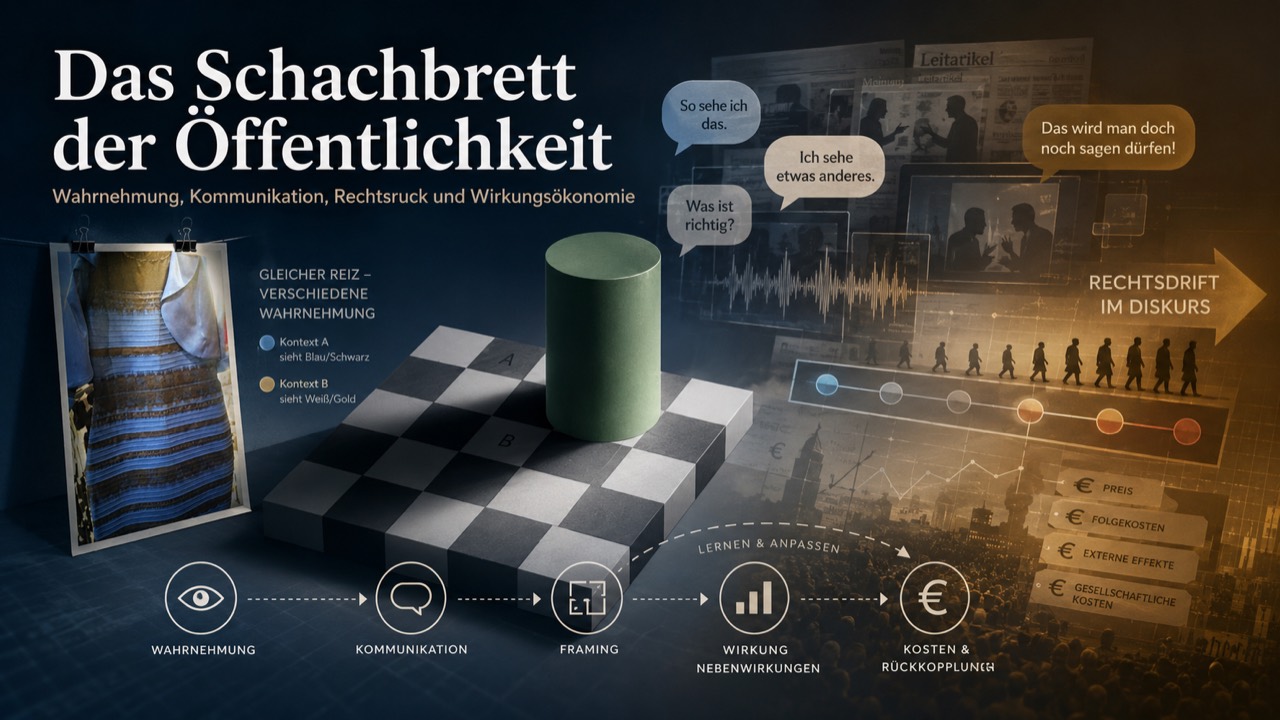 Das Schachbrett der Öffentlichkeit: Wahrnehmung, Kommunikation und Rückkopplung.