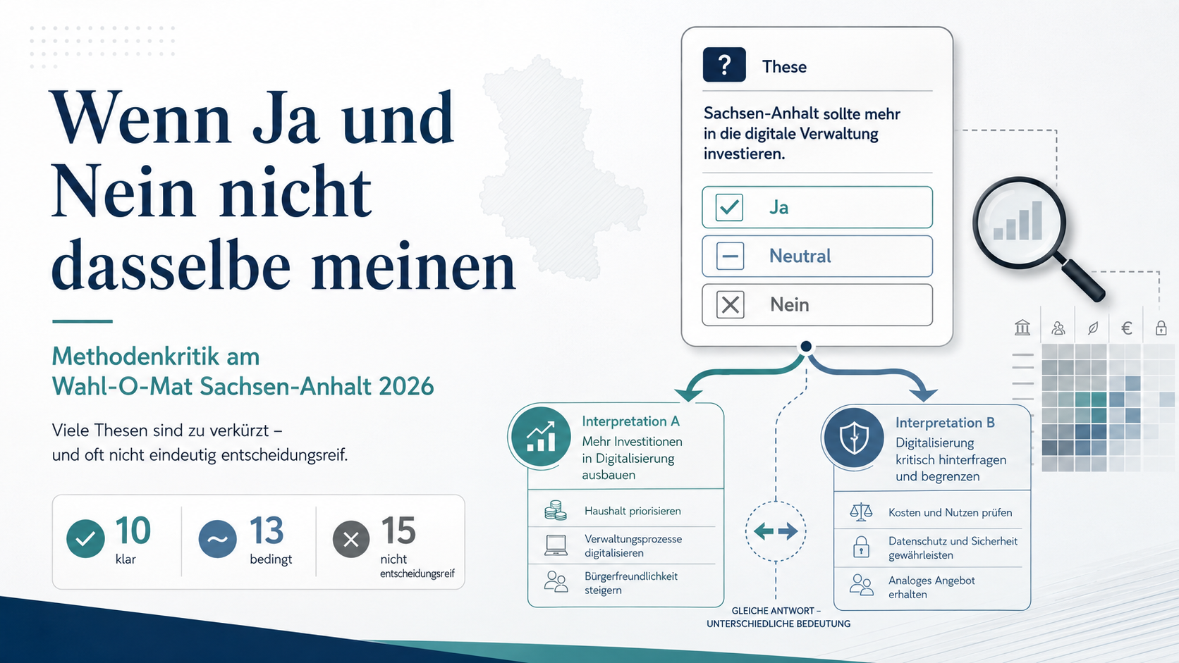 Methodenkritik zum Wahl-O-Mat: Eine These kann unterschiedliche plausible Bedeutungen und Antworten auslösen.