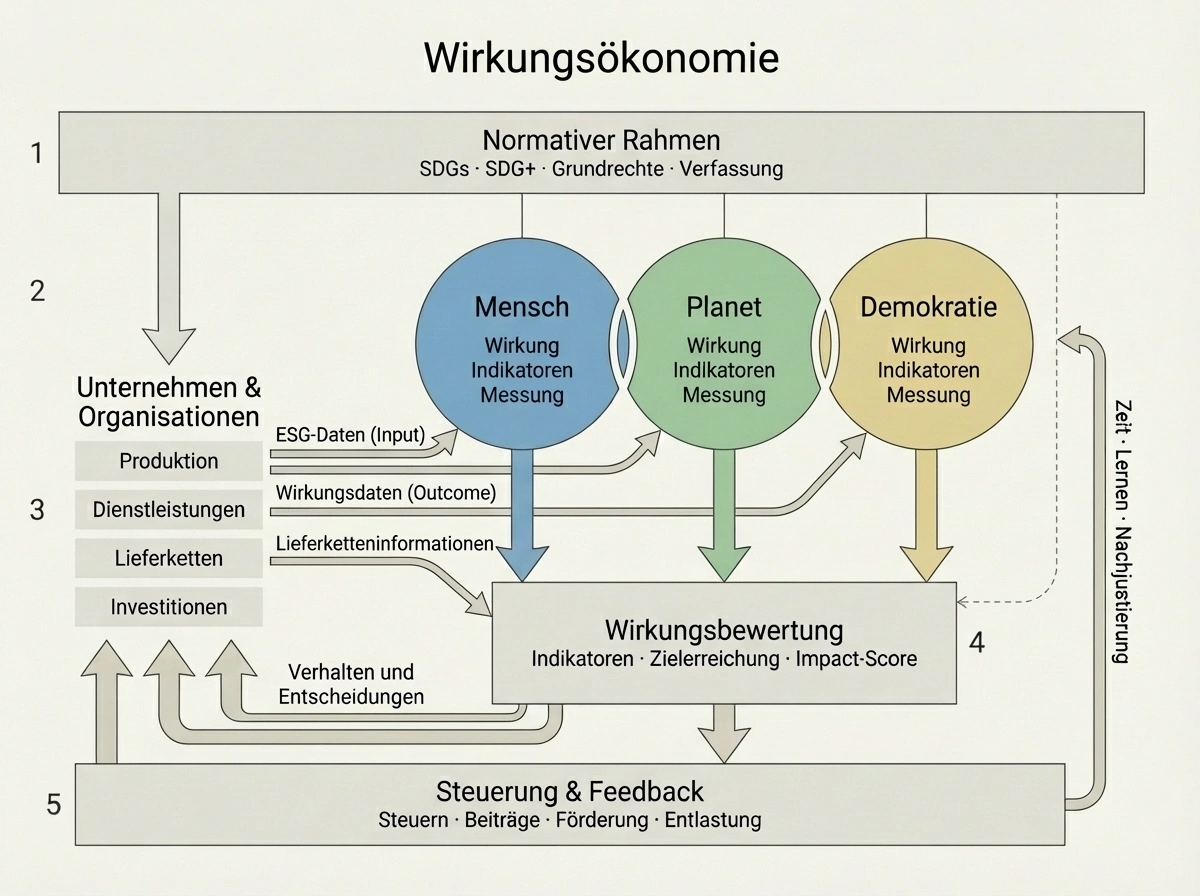Abbildung aus dem Beitrag Wirkungsökonomie: Wie wir Wirtschaft nach Wirkung auf Mensch, Planet und Demokratie steuern können