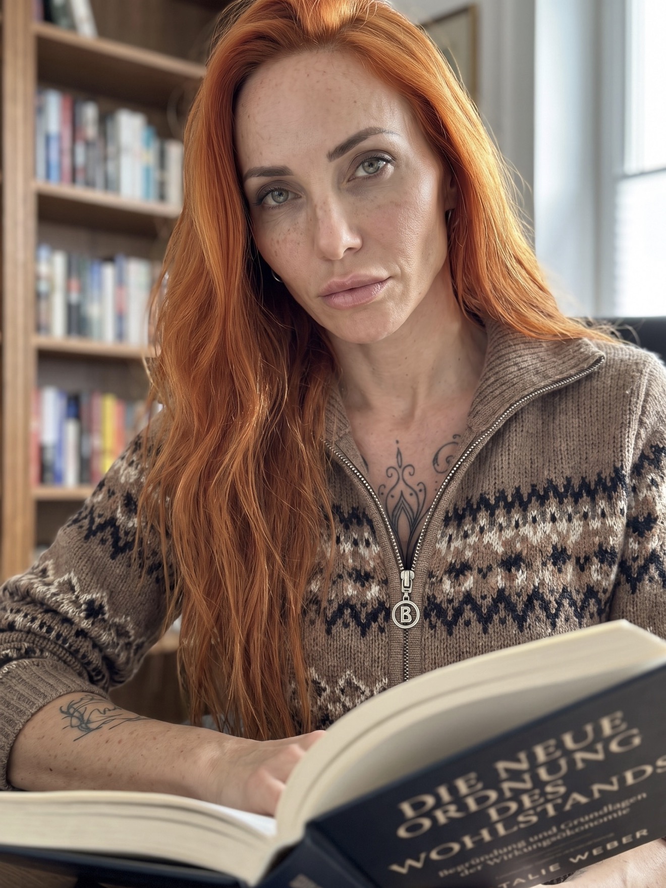 Natalie Weber (Nats) mit ihrem eigenen Buch Die neue Ordnung des Wohlstands